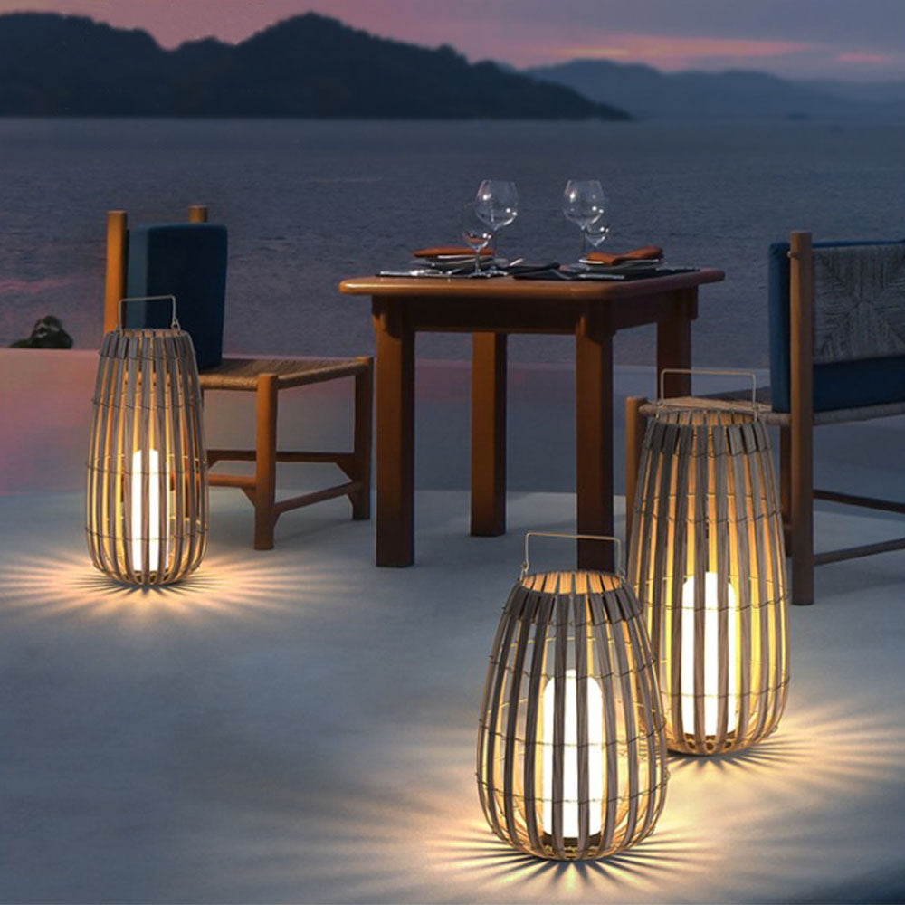 Ray Outdoor Floor Lamp Hardwired Solar Metal Cage