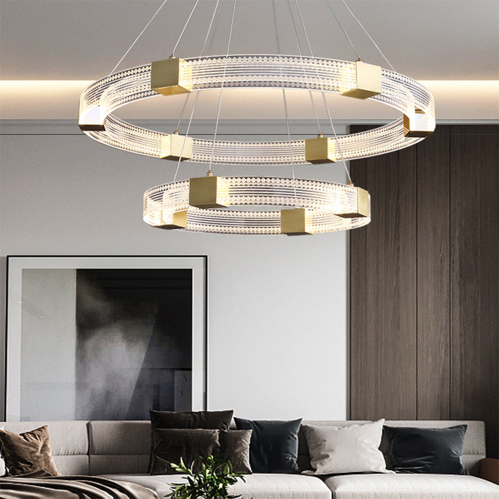 Arisha Modern Round Oval Acrylic Metal Pendant Light