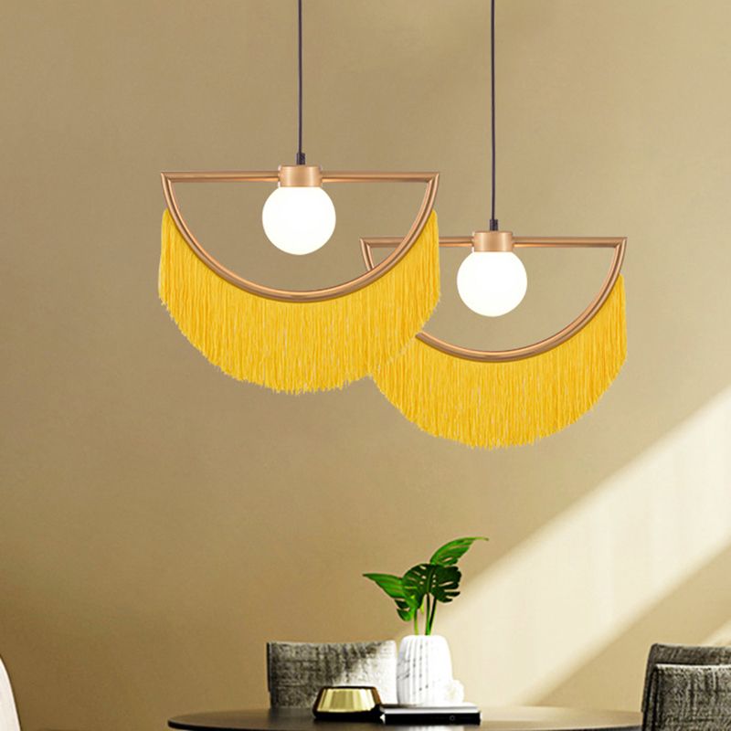 Arisha Retro Fringe Fabric Pendant Light