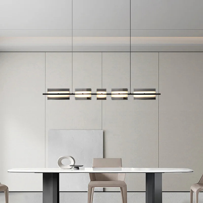 Arisha Modern Nordic Linear Copper Glass Pendant Light Brass - Letslighting