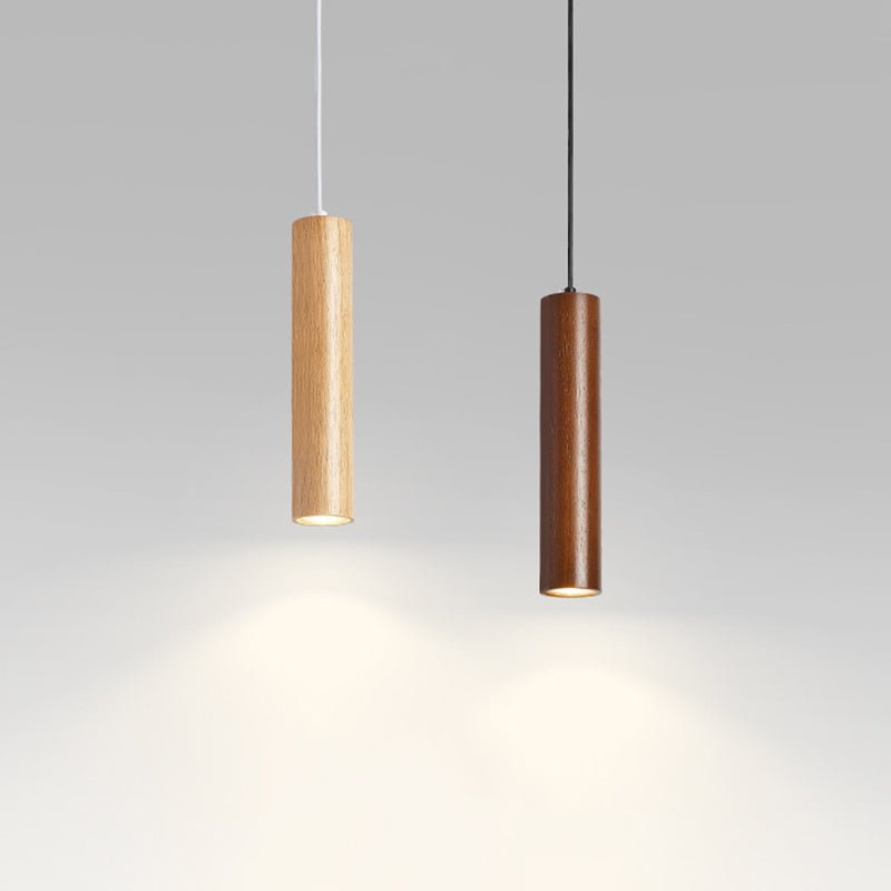 Muto Cylindrical Wood Pendant Light for Bedroom Kitchen Island - Letslighting