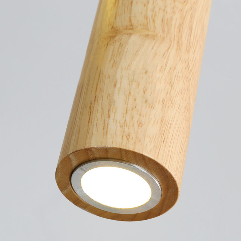 Muto Cylindrical Wood Pendant Light for Bedroom Kitchen Island - Letslighting