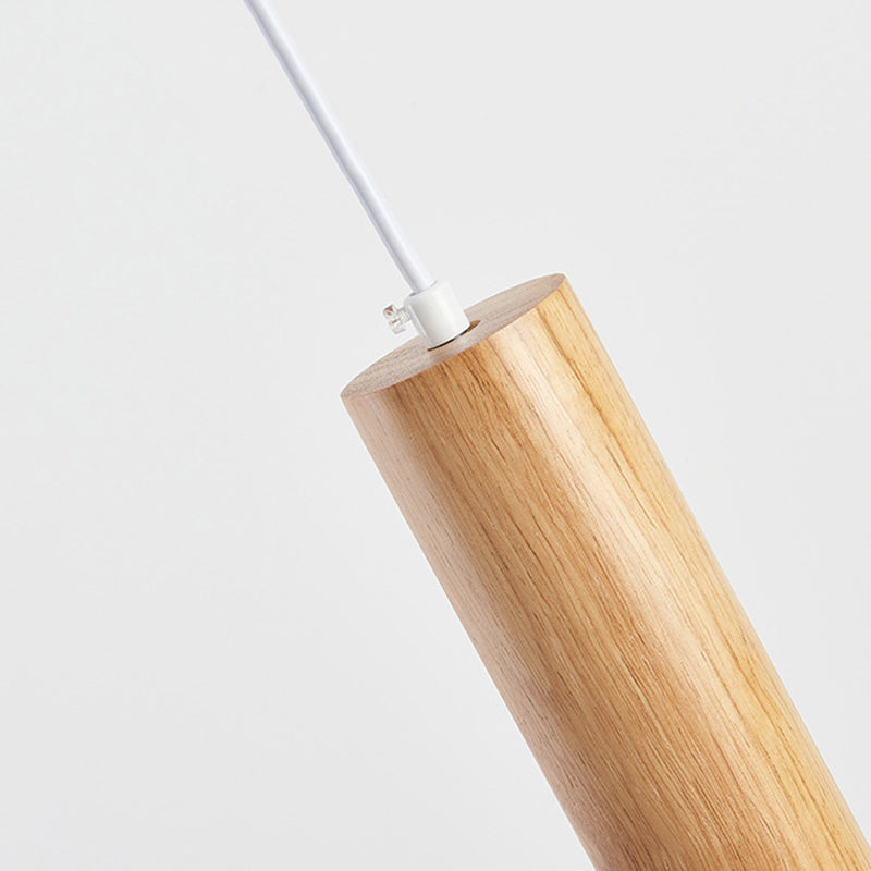 Muto Cylindrical Wood Pendant Light for Bedroom Kitchen Island - Letslighting