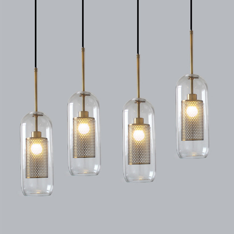 Arisha Contemporary Golden Pendant Light, Metal/Glass, Globe/Cylindric
