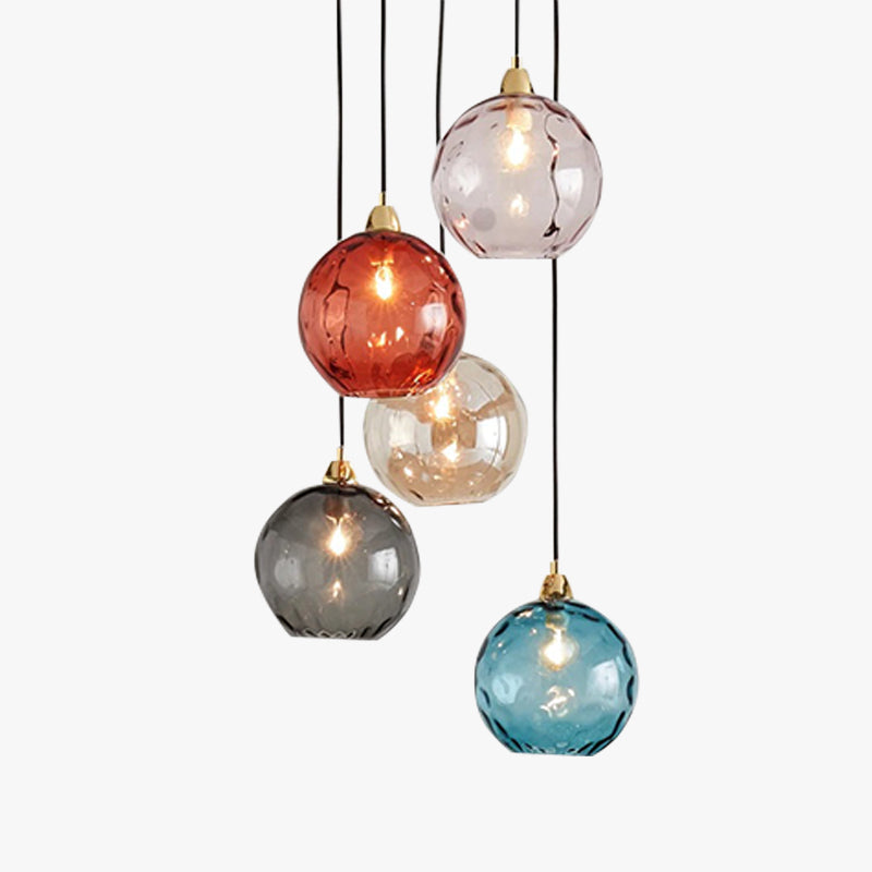 Valentina Colorful Glass Ball Pendant Light Water Ripple Living Room