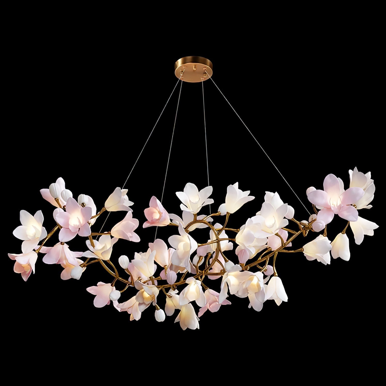 Lustra Chandelier Brass Ceramic Blossom - Letslighting