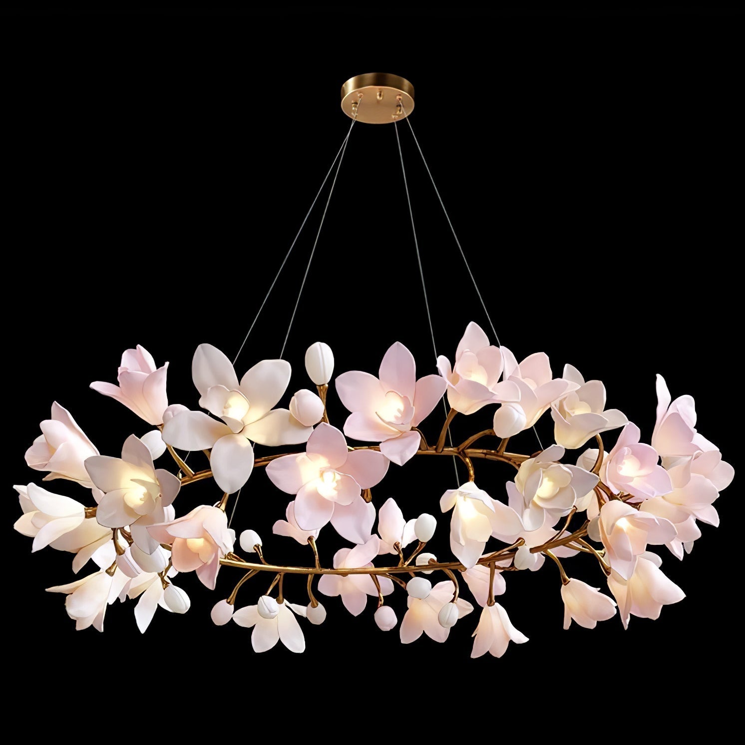 Lustra Chandelier Brass Ceramic Blossom - Letslighting