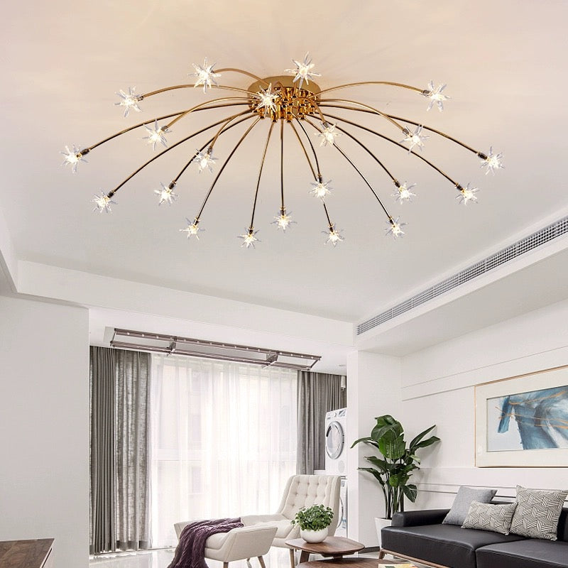 Arisha Art Deco Starry Metal Glass Flush Mount Ceiling Light - Letslighting