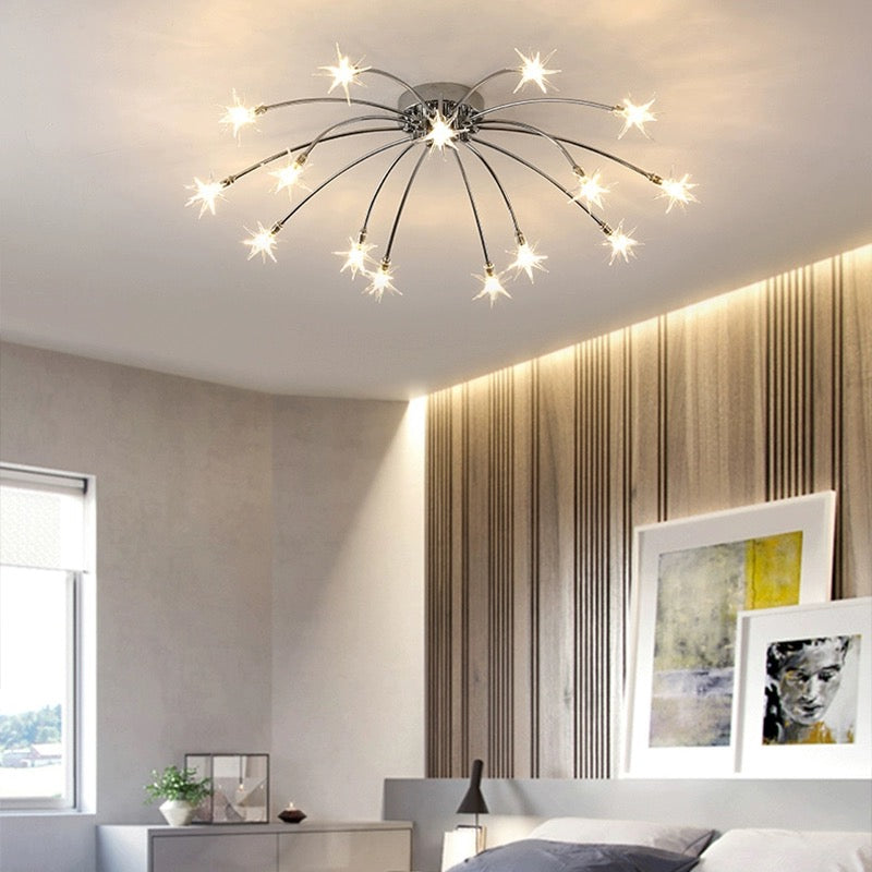 Arisha Art Deco Starry Metal Glass Flush Mount Ceiling Light - Letslighting