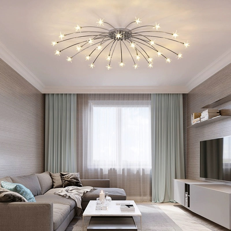 Arisha Art Deco Starry Metal Glass Flush Mount Ceiling Light - Letslighting
