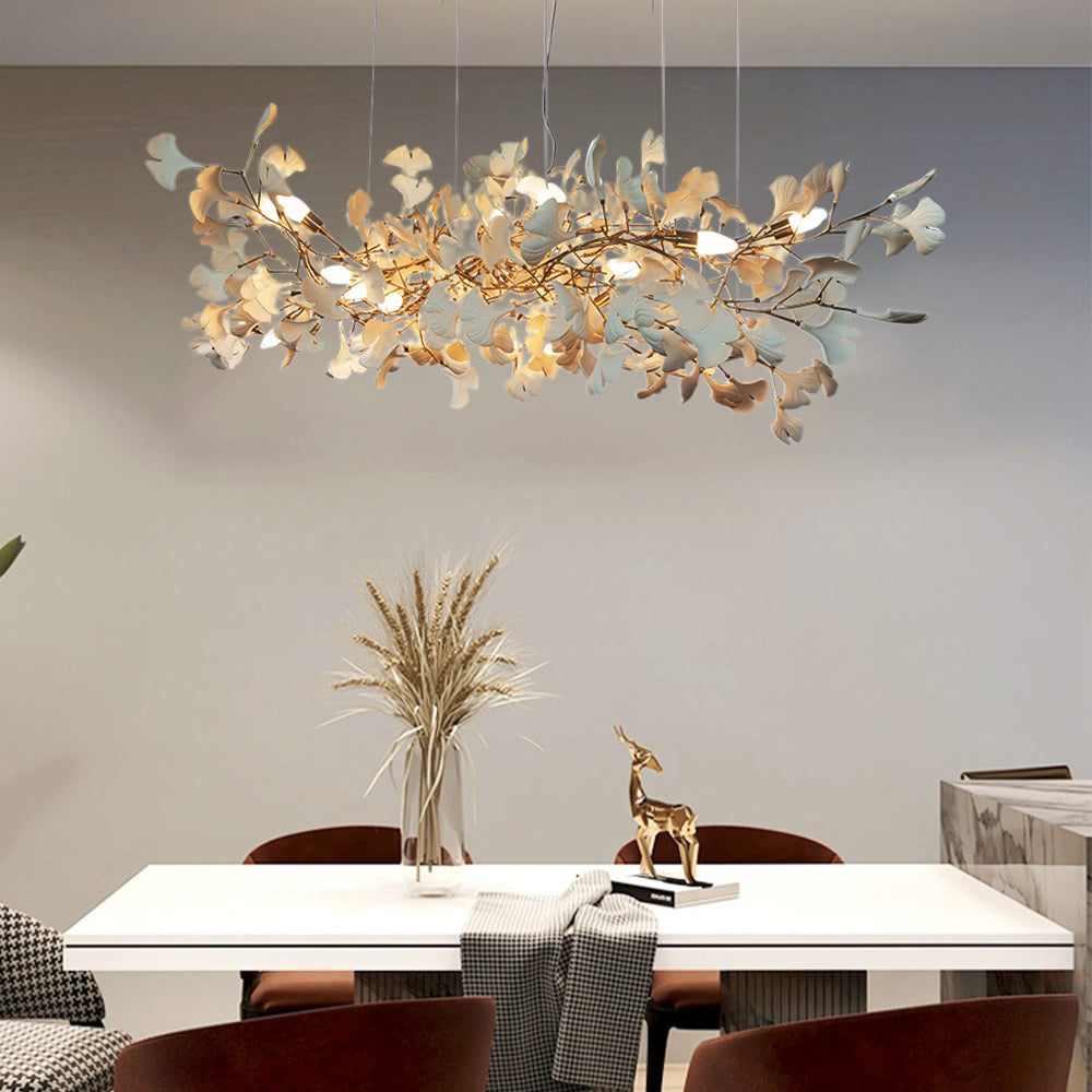 Olivia Gildglow Luxury Ceramic Chandelier Large Foyer Gingko Leaf Living Room - Letslighting