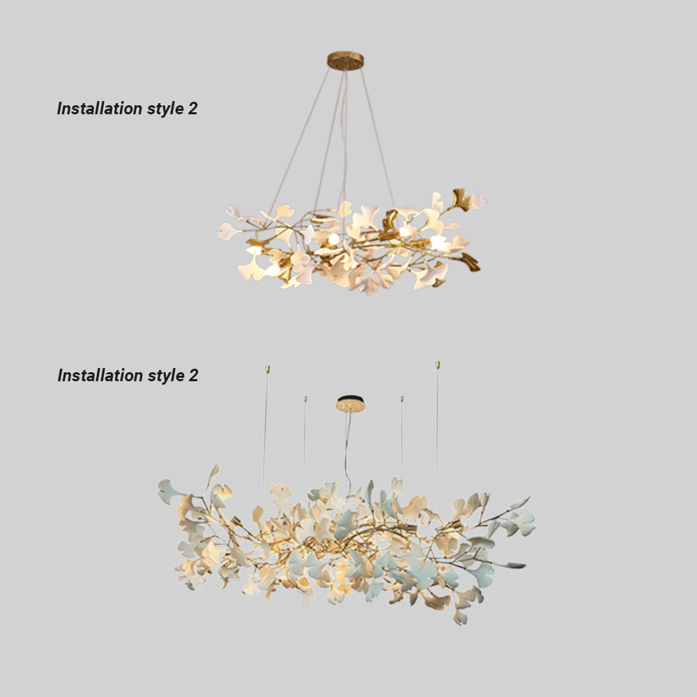 Olivia Gildglow Luxury Ceramic Chandelier Large Foyer Gingko Leaf Living Room - Letslighting