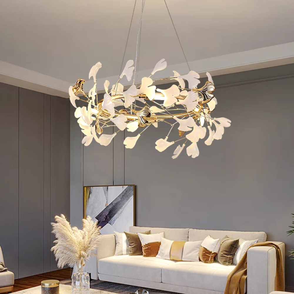 Olivia GinkLuxe Modern Golden LED Chandelier, & Ceramic - Letslighting