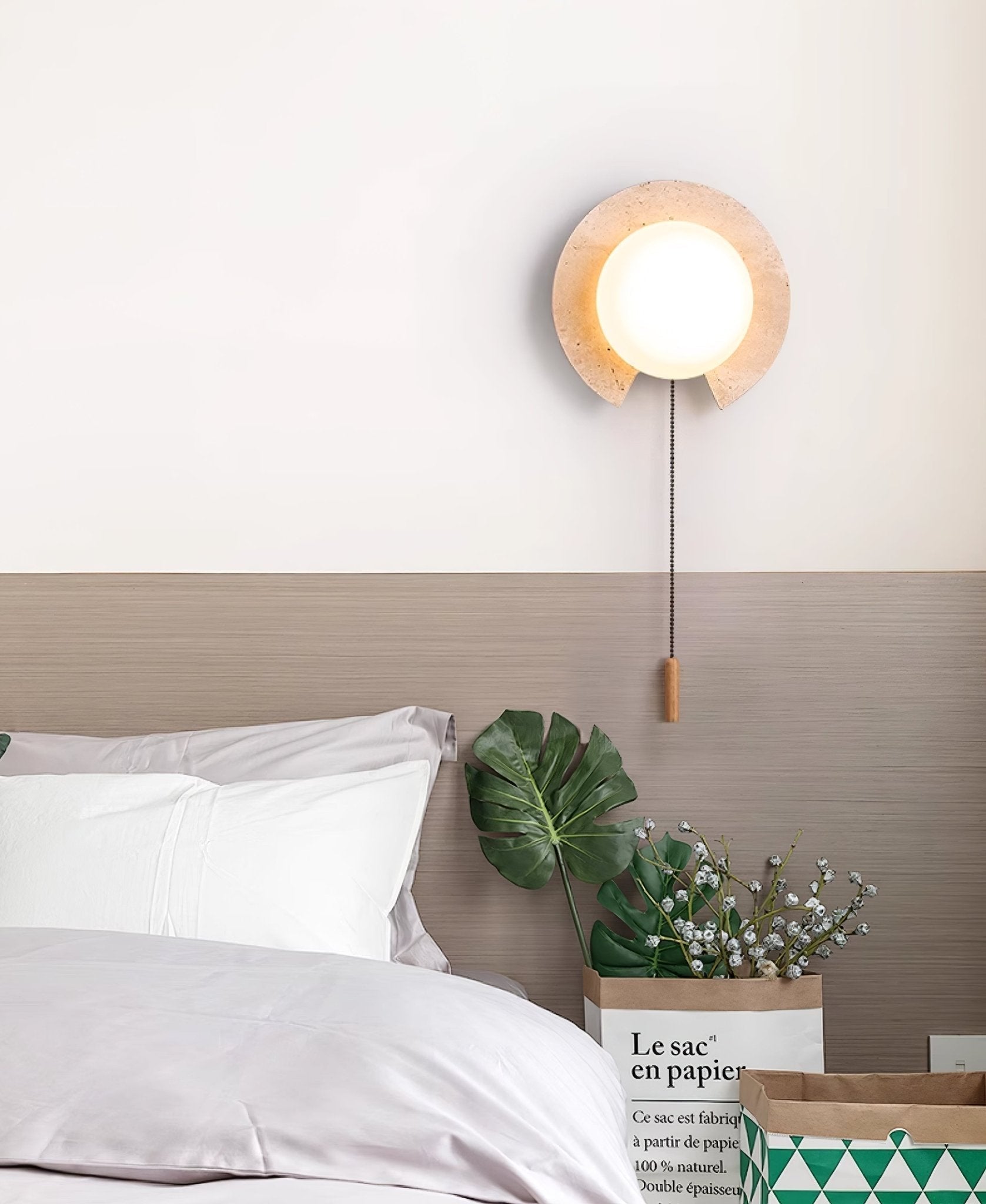 Zamaryra Semi-Circular Travertine Wall Light - Letslighting