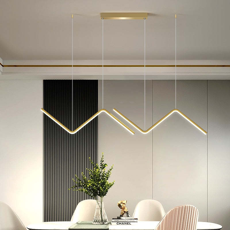 Arisha Modern Wavy Linear Pendant Light Double - Letslighting