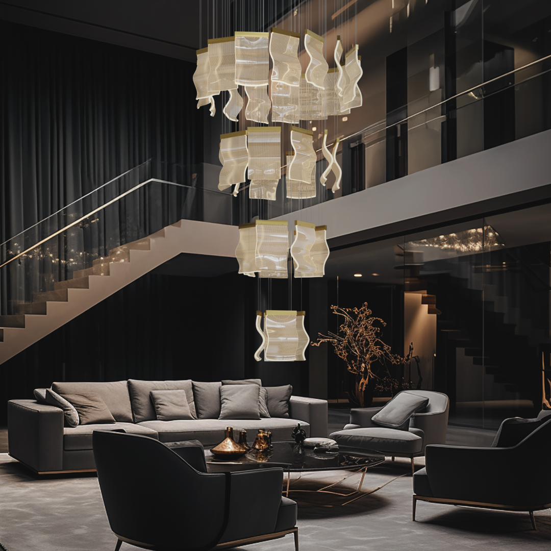 Kristy Industrial Chandelier Acrylic Metal Bedroom Living Room