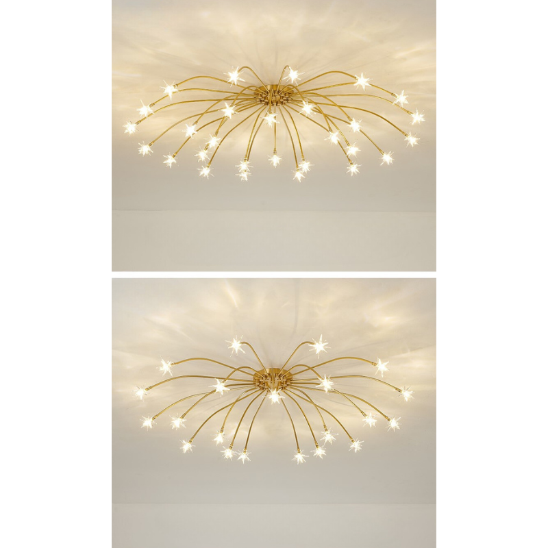 Arisha Art Deco Starry Metal Glass Flush Mount Ceiling Light - Letslighting