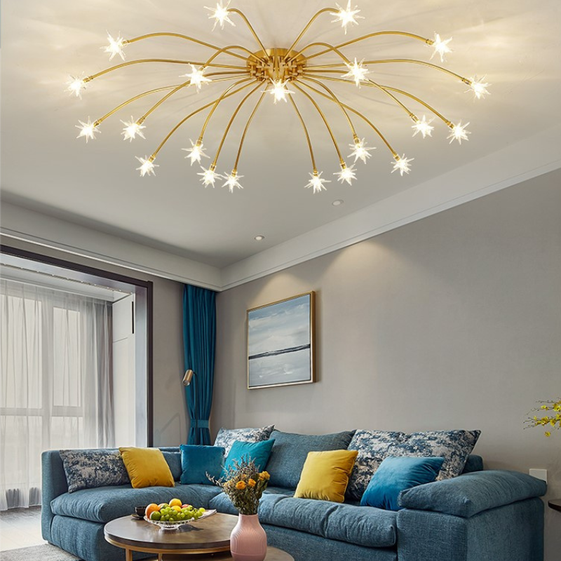 Arisha Art Deco Starry Metal Glass Flush Mount Ceiling Light - Letslighting