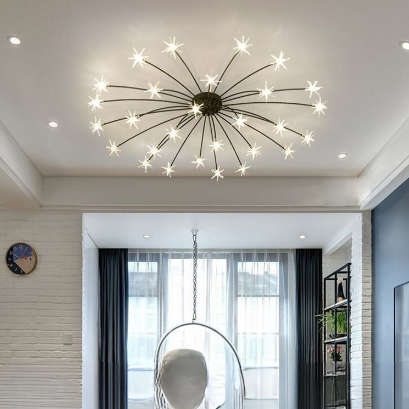 Arisha Art Deco Starry Metal Glass Flush Mount Ceiling Light - Letslighting