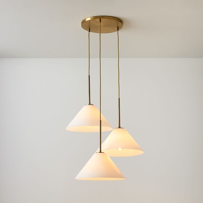 Cone 3-Light Brass Chandelier
