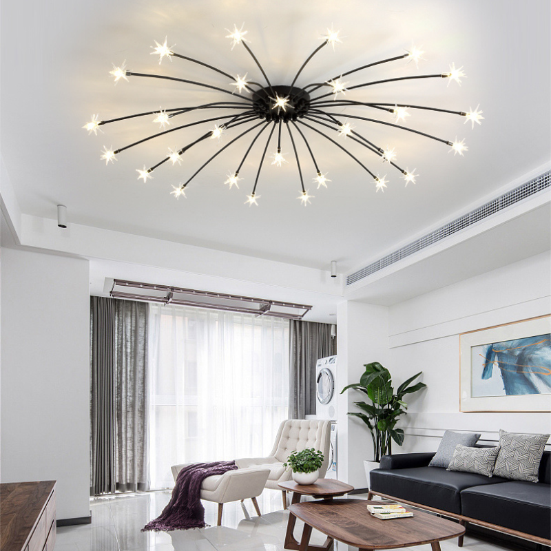 Arisha Art Deco Starry Metal Glass Flush Mount Ceiling Light - Letslighting