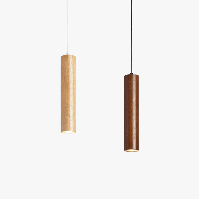 Muto Cylindrical Wood Pendant Light for Bedroom Kitchen Island - Letslighting