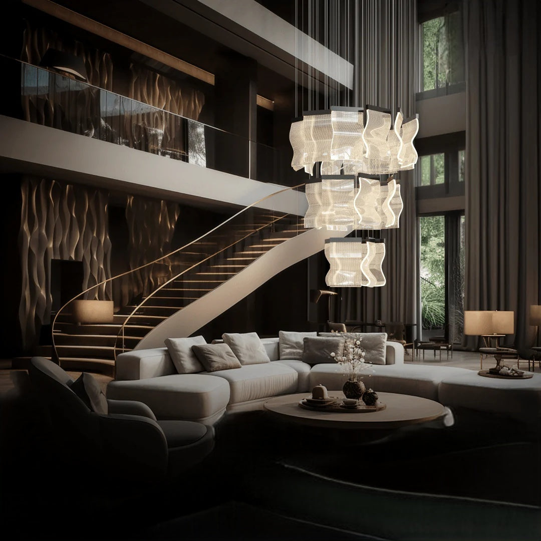 Kristy Industrial Chandelier Acrylic Metal Bedroom Living Room