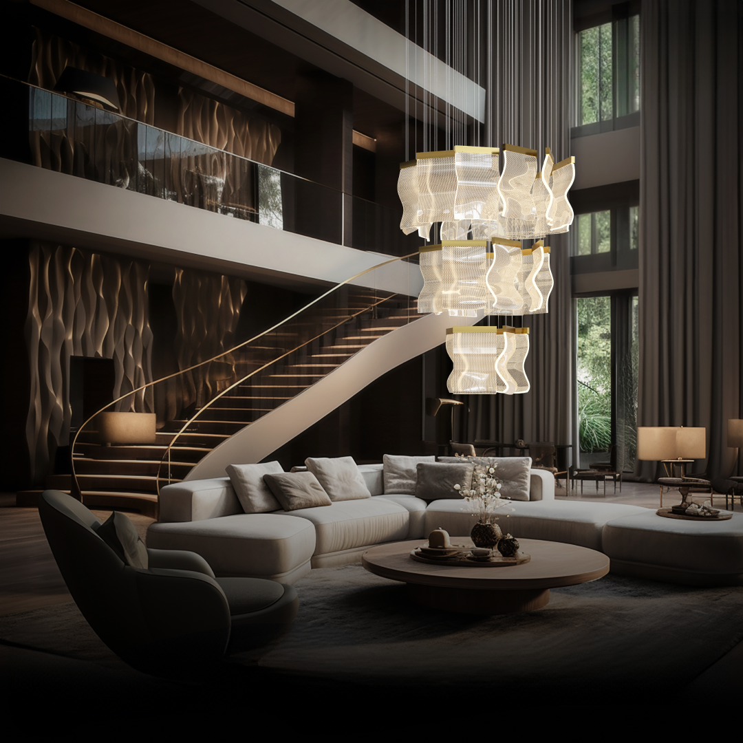 Kristy Industrial Chandelier Acrylic Metal Bedroom Living Room