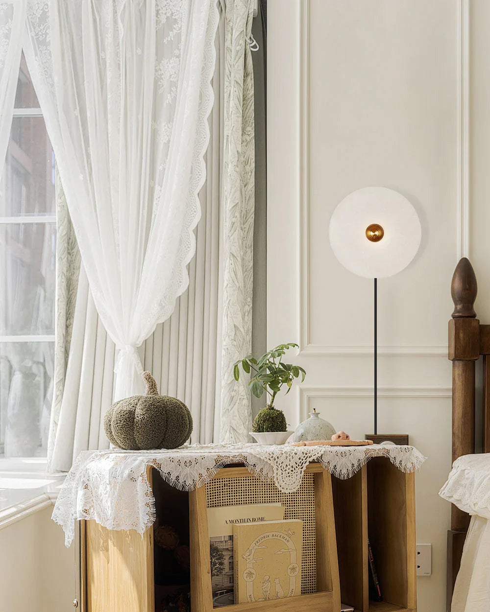 Round Alabaster Plug In Wall Lamp - Letslighting