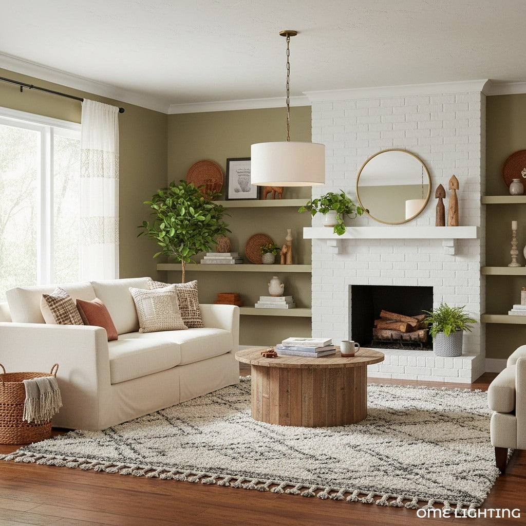 Rowan Linen Drum Pendant Light For Kitchen