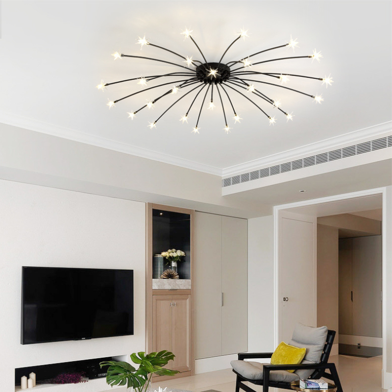 Arisha Art Deco Starry Metal Glass Flush Mount Ceiling Light - Letslighting