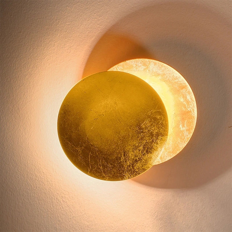 Aria Modern Minimalist Round Moon LED Indoor Wall Lamp Metal Bedroom Living Room
