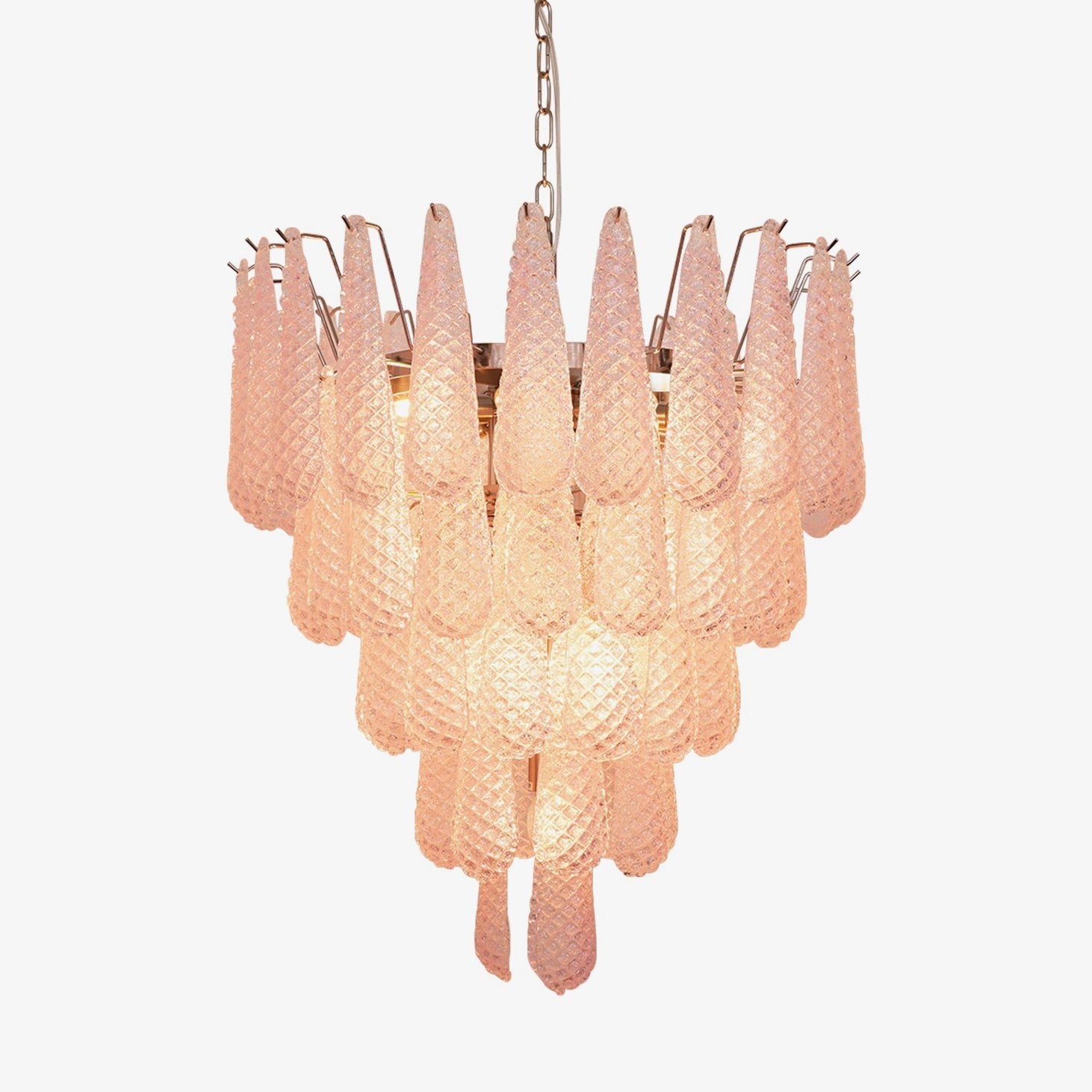 Aurora Chandelier Pink Dewdrop Cascading Romantic - Letslighting