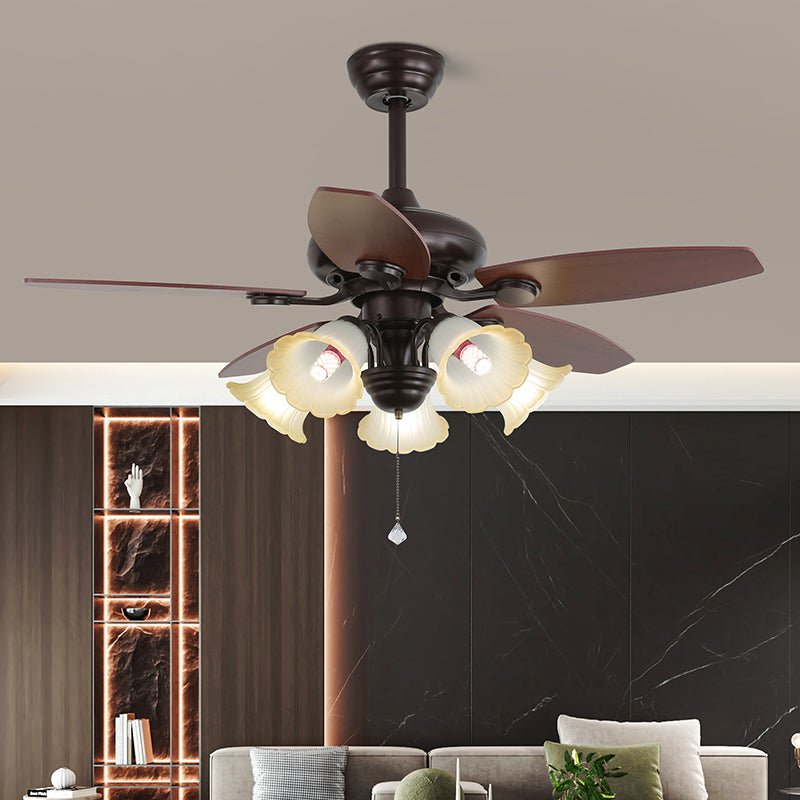 Lily Vintage Wood Ceiling Fan Light