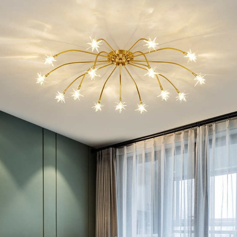 Arisha Art Deco Starry Metal Glass Flush Mount Ceiling Light - Letslighting