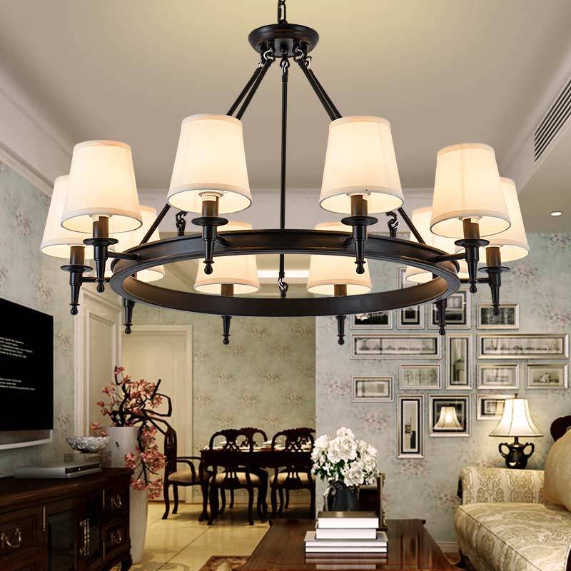 Silva Vintage Ring Fabric Chandelier Copper - Letslighting