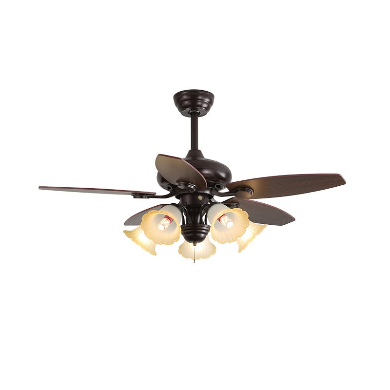 Lily Vintage Wood Ceiling Fan Light