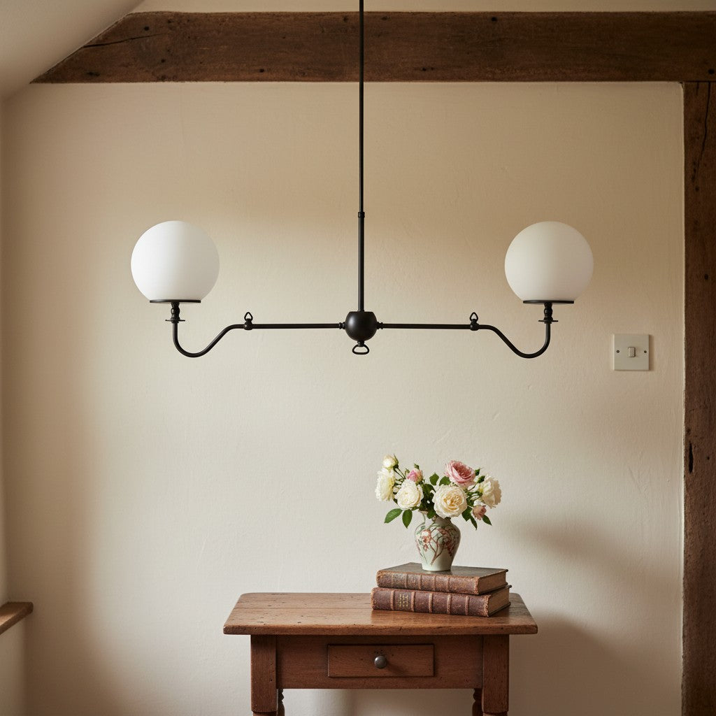 Pearl Glass Brass Chandelier