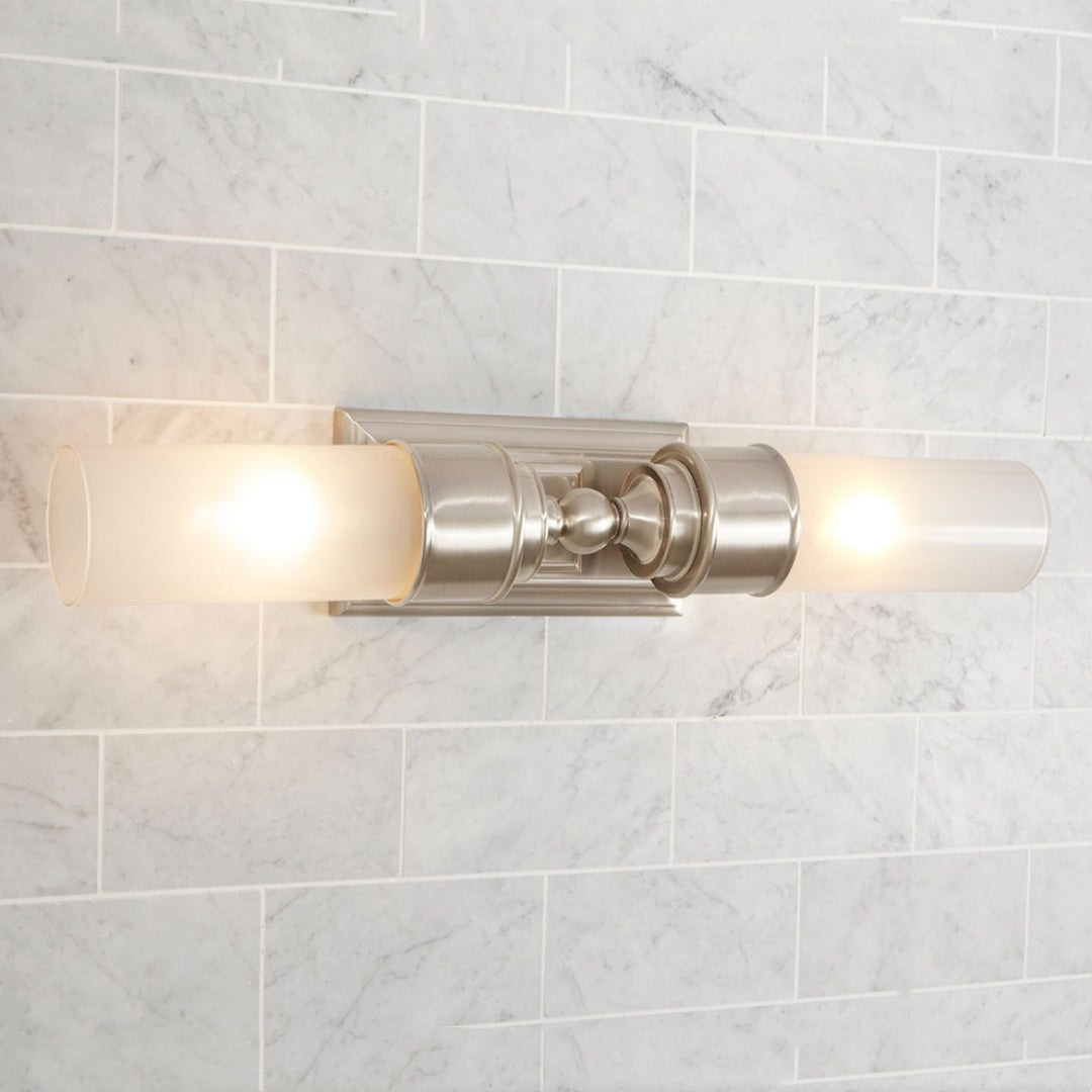 Elite Double Glass Contemporary Tube Wall Sconce Bathroom