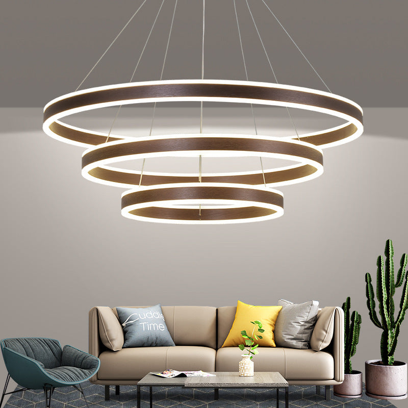 Arisha Moderne Minimaliste Coffee LED Pendant Light, 3 Ring - Letslighting