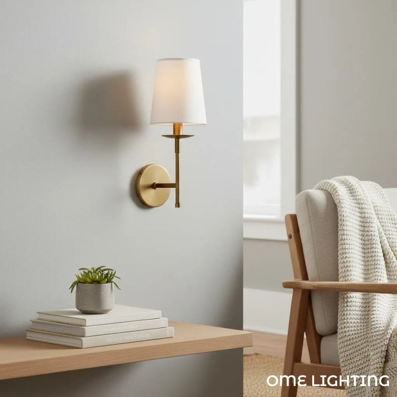 Lodge Brass Fabric Wall Light