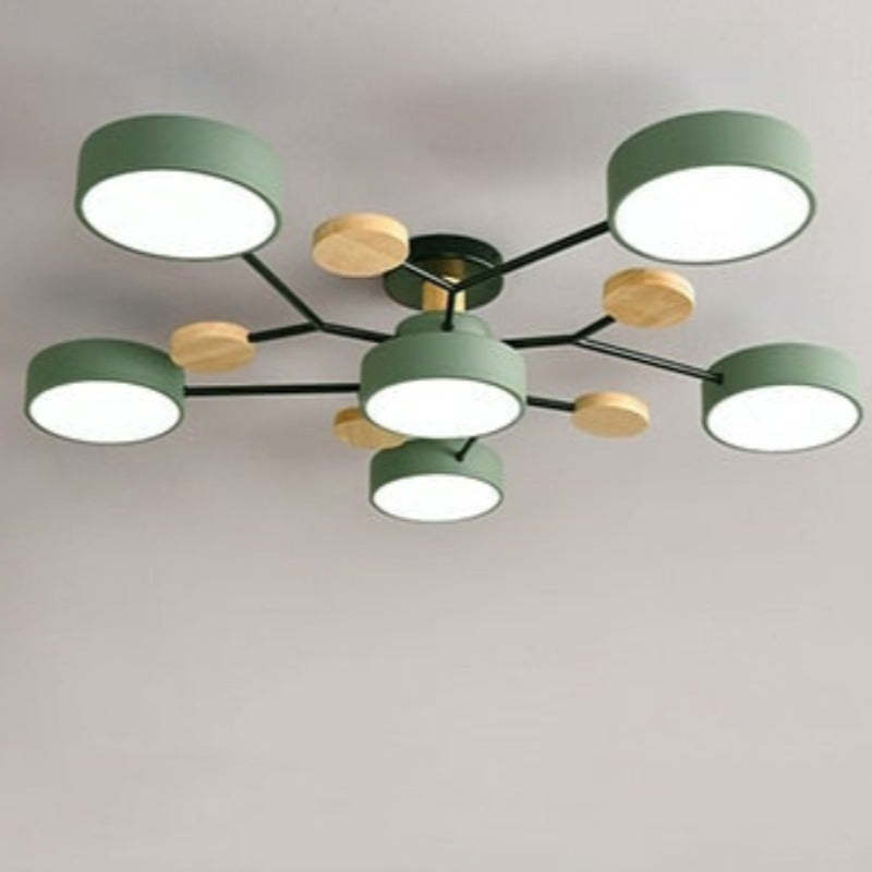 Arisha Geometric Flush Mount Ceiling Light Acrylic/Wood Living Room - Letslighting