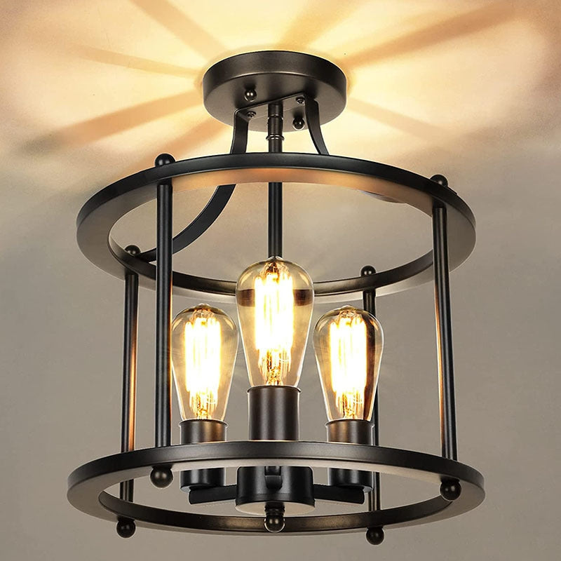 Epoch Flush Mount Ceiling Light Lantern Industrial Dining Room - Letslighting