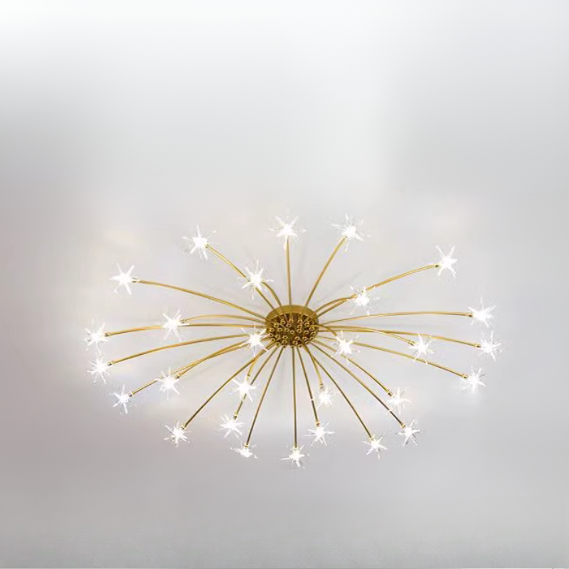 Arisha Art Deco Starry Metal Glass Flush Mount Ceiling Light - Letslighting