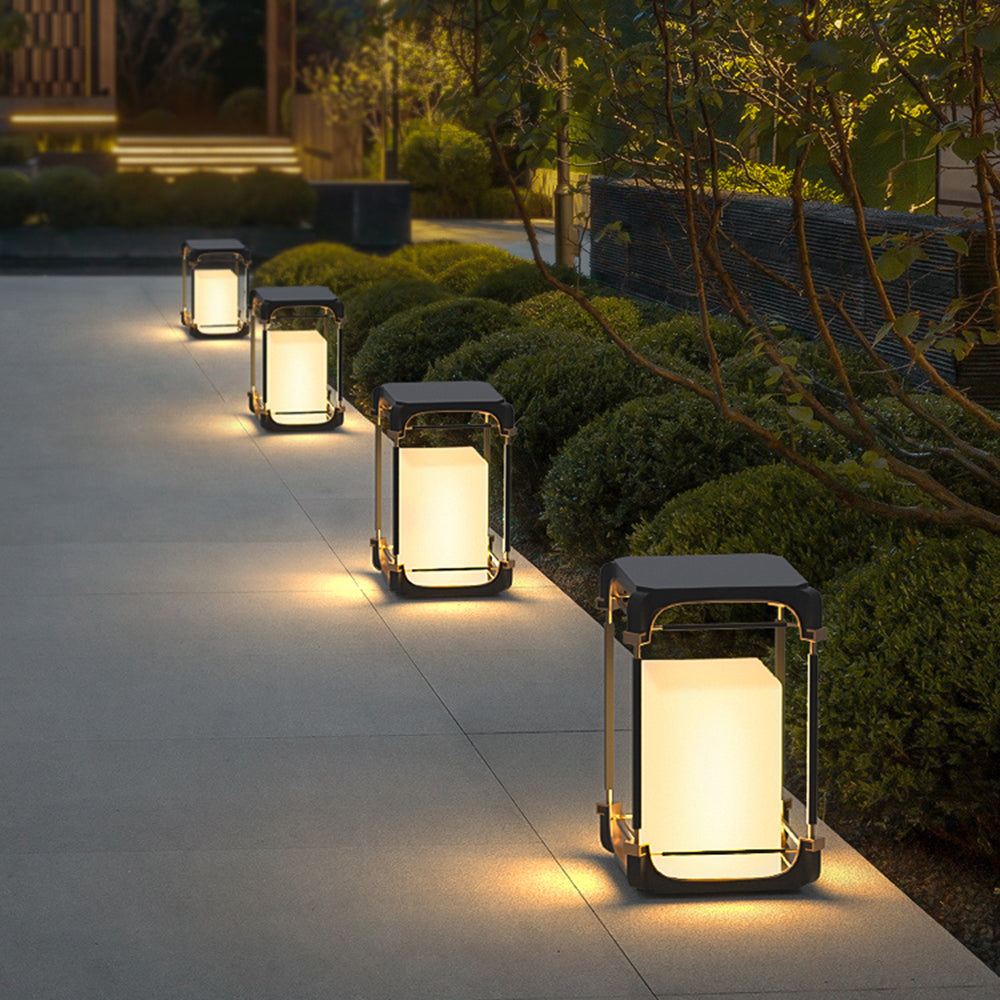 Ray Simple Cube Cuboid Outdoor Floor Lamp Hardwired Solar
