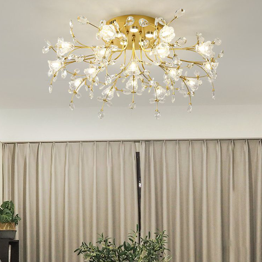 Lily Art Deco Elegant Flower Flush Mount Ceiling Lights