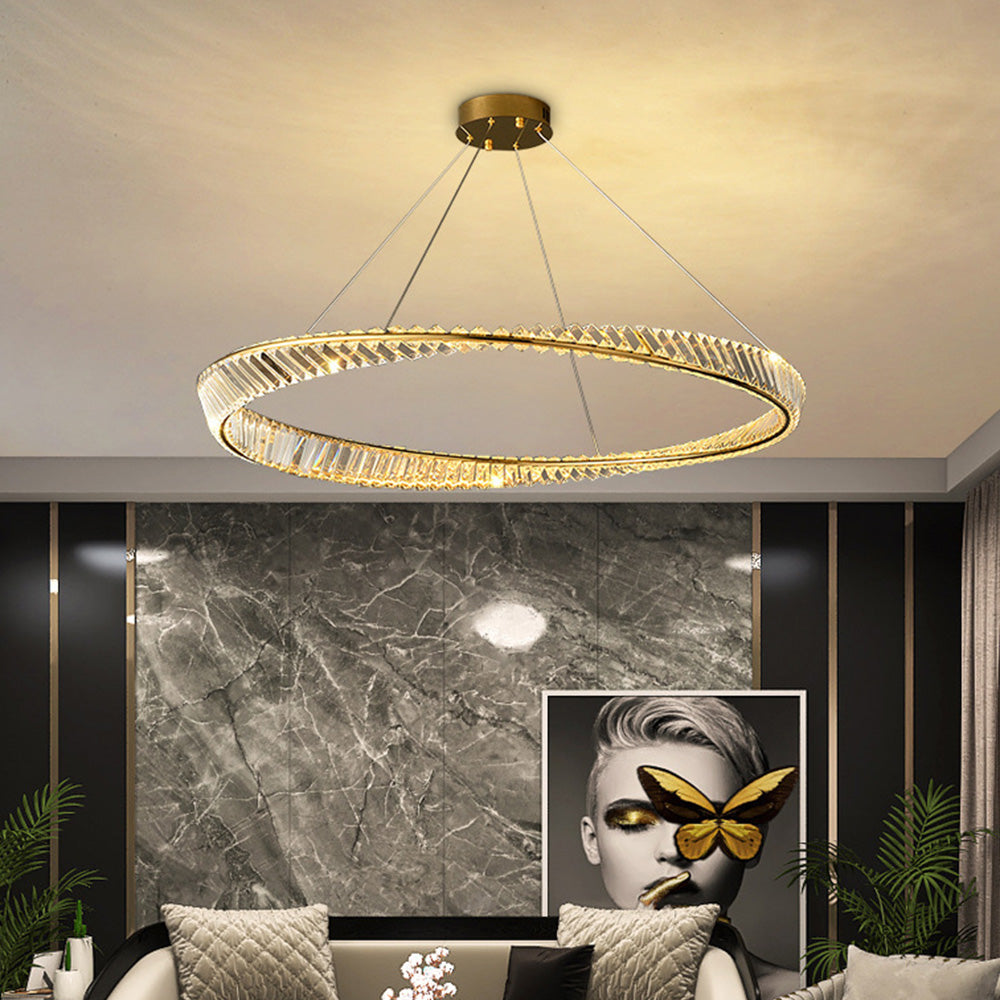 Kristy Modern Luxury Round Metal Glass Chandelier