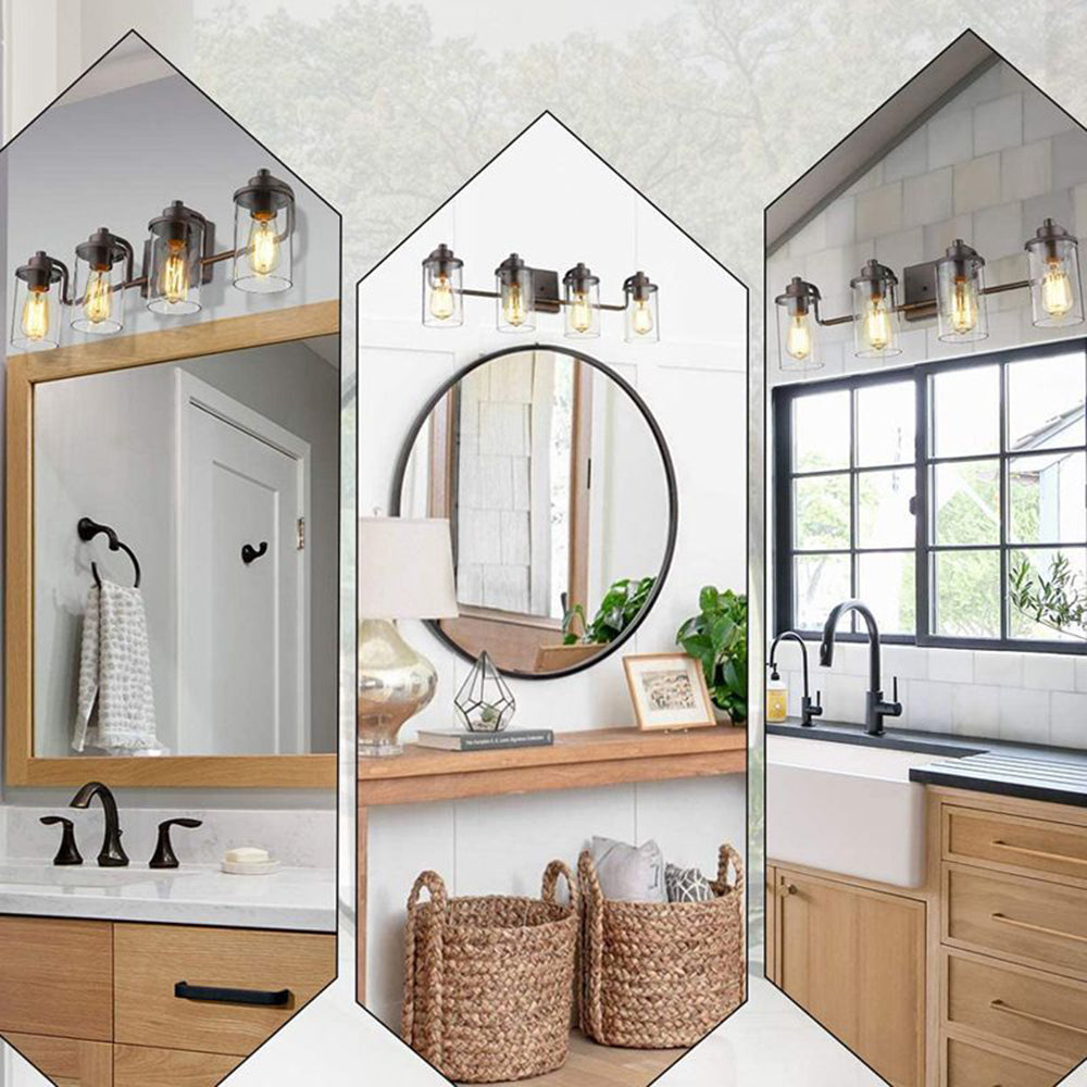 Silva Industrial Metal Glass Wall Lamp Bathroom Vanity