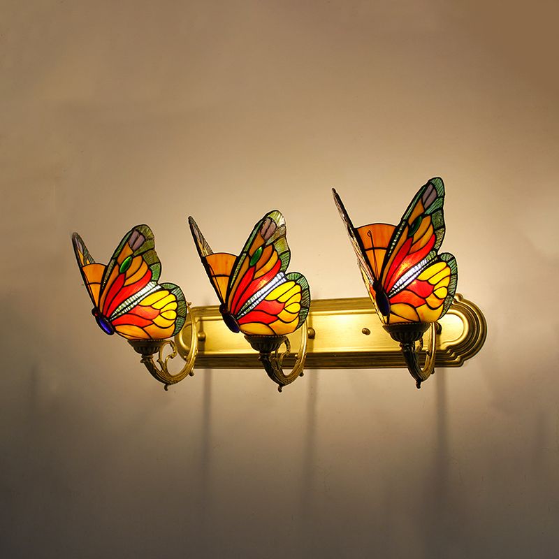 Arisha Artistic Butterfly Metal Glass Lamps Wall Multi-Color Light
