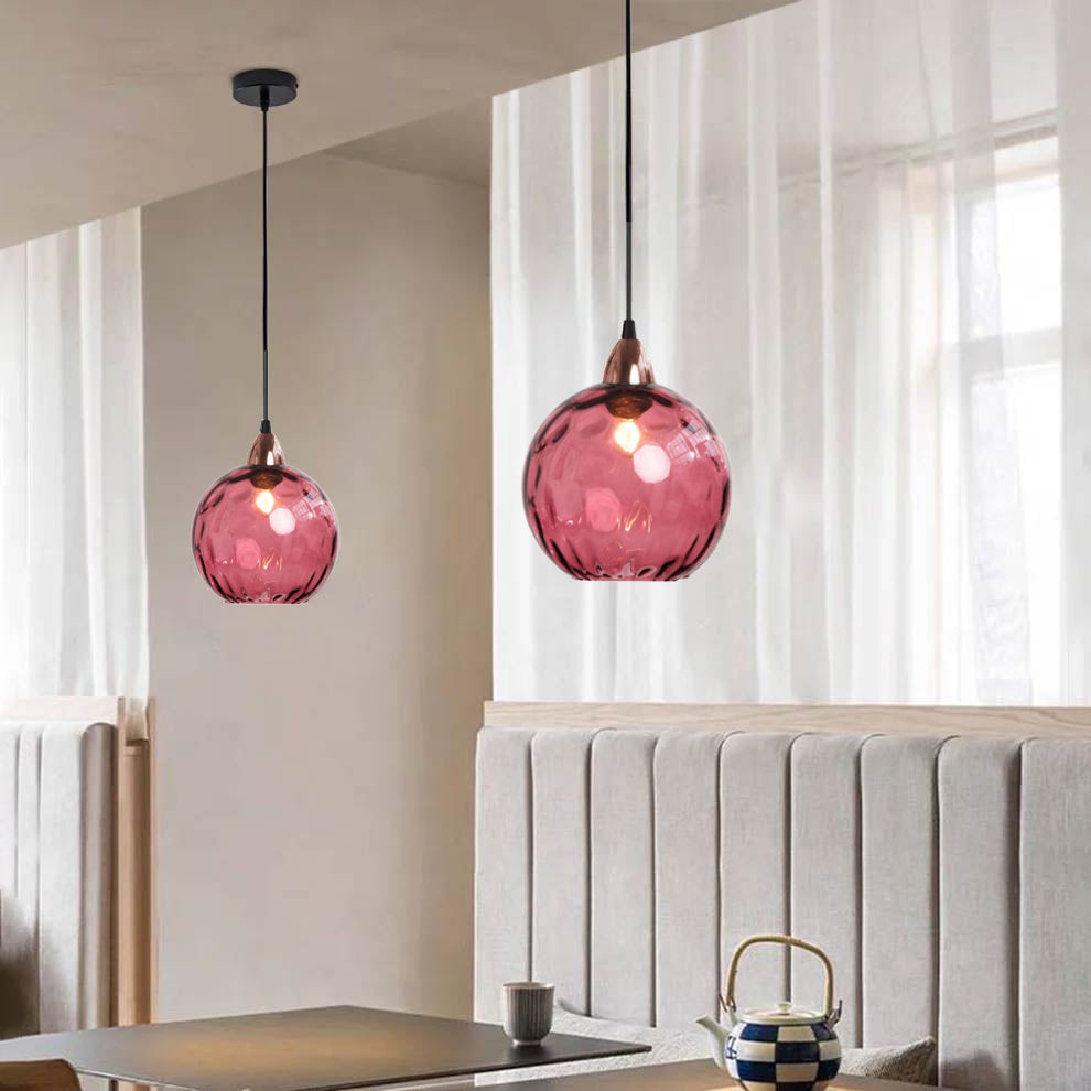 Valentina Colorful Glass Ball Pendant Light Water Ripple Living Room